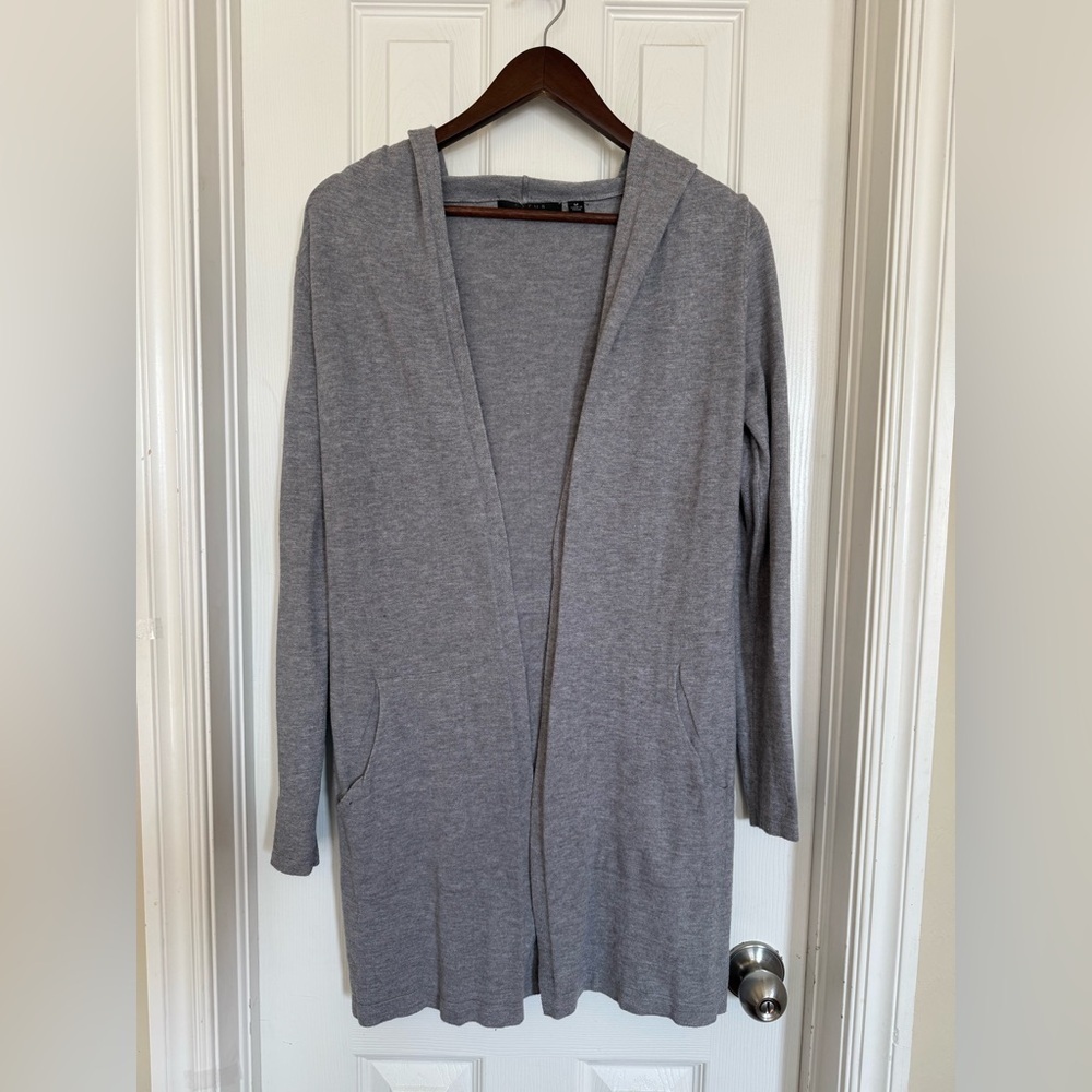Cyrus Lightweight Gray Hooded Open Cardigan